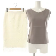 アプワイザーリッシェ Apuweiser-riche 2点セット プルオーバー カットソー リバーシブルレースニットスカート F 2 モカ オフホワイト /DO ■OS