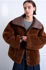 トップショップ レディース アウター ジャケット・ブルゾン Topshop Oversize Reversible Faux Shearling Jacket Brown ブラウン