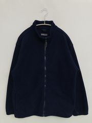 LANDS' END ランズエンド ブルゾン L ネイビー 無地 ブランドロゴ ミドル丈 フードなし ジップアップ