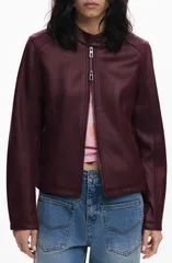 デジグアル レディース アウター ジャケット・ブルゾン レザー フェイクレザー Desigual Faux Leather Jacket Burgundy バーガンディのサムネイル