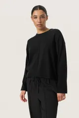 ソークドインラグジュアリー レディース アウター パーカー・スウェット ニット Soaked in Luxury Slspina Boxy Fitight Knit Pullover Black ブラック