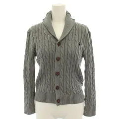 ポロ ラルフローレン POLO RALPH LAUREN ニットカーディガン ショールカラー 長袖 ポニー刺繍 ケーブル編み コットン S/P グレー /YT