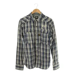 ジースターロウ G-Star RAW シャツ 長袖 チェック XL 青 黒 白 /CX ■OS ■GY12