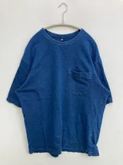 UNIQLO ユニクロ Tシャツ/カットソー XL ブルー 無地 ミドル丈 半袖 クルーネック(丸首)