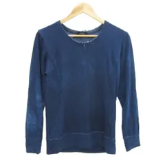 5351プールオム 5351 POUR LES HOMMES Tシャツ カットソー 1 青 ブルー 長袖 デニム調 ラウンドネック ダメージ加工 /YS15 ■GY58のサムネイル