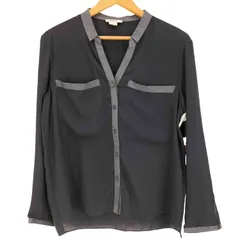 ヘルムートラング HELMUT LANG ラムレザー 切替 Vネック シアーシャツ レディース import：M のサムネイル