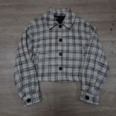 ZARA レディース クロップド CHECK ツイードジャケット S(90)