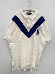Polo by Ralph Lauren ポロバイラルフローレン ポロシャツ XL ホワイト 無地 ワンポイント ブランドロゴ ライン柄 半袖