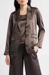 エイリーンフィッシャー レディース アウター ジャケット・ブルゾン サテン ブレザー Eileen Fisher Crinkled Satin Blazerye
