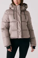 ロル レディース アウター ジャケット・ブルゾン ダウン Lole London Waterproof 700 Fill Power Hoodedown Cropuffer Jacket Pebble