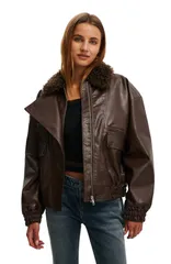 コットンオン レディース アウター ジャケット・ブルゾン レザー フェイクレザー Cotton Womens Darcy Faux Leather Bomber Brown ブラウン