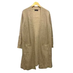 ポロ ラルフローレン POLO RALPH LAUREN ニットカーディガン ウール混 カシミヤ混 ボタンレス ロング丈 長袖 XS ベージュ