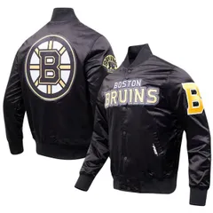 プロスタンダード メンズ アウター ジャケット・ブルゾン サテン Mens Pro Standard Black Boston Bruins Classic Satin FullSnap Jacket Black ブラック