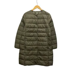 ユニクロ UNIQLO ダウンコート ULTRA LIGHT DOWN 長袖 クルーネック 無地 212-429457 XL カーキ