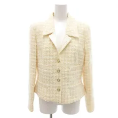 エスカーダ ESCADA 美品 ツイードジャケット ウール 38 クリーム色 シングル 総裏地 /SJ ■ECG001のサムネイル