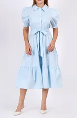 レオタ レディース トップス ワンピース シャツ Leota Octavia Puff Sleeve Shirt Dress Wispy Blue ブルー