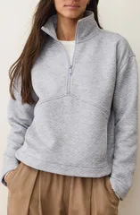 マリーン レイヤー レディース アウター パーカー・スウェット キルティング シャツ Marine Layer Corbet Quilted HalfZip Sweatshirt Heather Gr