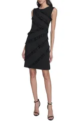 エリザジェイ レディース トップス ワンピース ティアード フリル レース Eliza J Tiered Lace Ruffle Sheath Dress Black ブラック