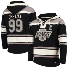 フォーティーセブン メンズ アウター パーカー・スウェット レース Mens 47 Wayne Gretzky Black Los Angeles Kings Retired Player Name Number Lacer Pullover Hoodie B