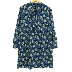 ローラアシュレイ ワンピース トップス 長袖 花柄 チュニック レディース 11サイズ 青×白 Laura Ashley 【中古】