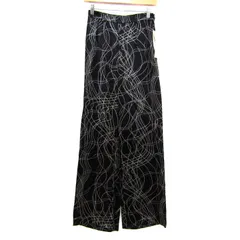 ミッシェルクラン ワイドパンツ ボトムス 総柄 未使用品 レディース 38サイズ ブラック MICHEL KLEIN