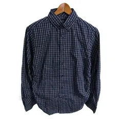 ギャップ 長袖シャツ トップス チェック柄 ボタンダウン コットン メンズ Sサイズ 紺×白 GAP 【中古】のサムネイル
