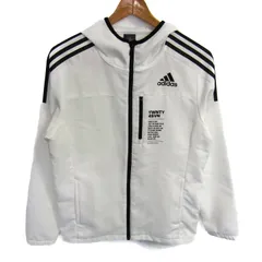 アディダス パーカー トップス ジップアップ スポーツウエア メンズ Mサイズ 白×黒 adidas 【中古】