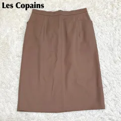 【美品】 Les Copains ひざ丈スカート ステッチ 44 薄ブラウンのサムネイル