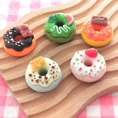 【1144】100個 デコパーツ ミニチュア ドーナツ ミックス まとめ売り ガチャ詰め キーホルダー ホイップデコ 貼り付けパーツ かわいい ままごと ドールハウス ワークショップ 樹脂 カボション レジン セット