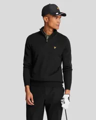 ライルアンドスコット メンズ アウター パーカー・スウェット ハーフジップ セーター Lyle Scott Golf Quarter Zip Merino Sweater Jet Black ブラックのサムネイル