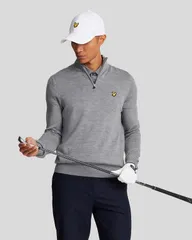 ライルアンドスコット メンズ アウター パーカー・スウェット ハーフジップ セーター Lyle Scott Golf Quarter Zip Merino Sweater Mid Grey Marlのサムネイル