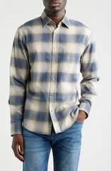 ボス メンズ トップス シャツ リラックスフィット コットン BOSS Owen Relaxed Fit Plaid Cotton Flannel ButtonUp Shirt Open Blue ブルー