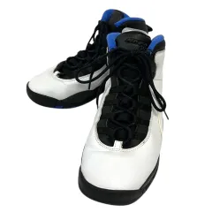 ナイキ NIKE AIR JORDAN 10 RETRO 310806-108 海外限定 スニーカー ハイカット レースアップ レザー ワンポイント 24.5cm 白 ホワイト 青 ブルー 黒 ブラック