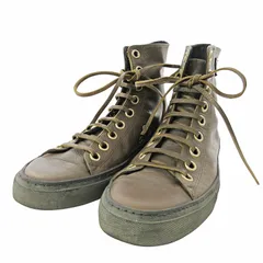 グッチ GUCCI レザー ショートブーツ ハイカット スニーカー ブラウン 革紐 ブラウン 茶 0729 IBO78