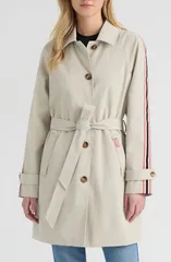 ハンター レディース アウター ジャケット・ブルゾン コート Hunter Sophia Sleeve Stripe Trench Coat Vanilla ストライプのサムネイル