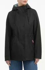 ハンター レディース アウター ジャケット・ブルゾン Hunter Abbey Waterepellent Rubberized Rain Jacket Black ブラックのサムネイル