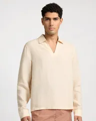 オニア メンズ トップス シャツ リネン Onia Linen Long Sleeve Popover Shirt Natural
