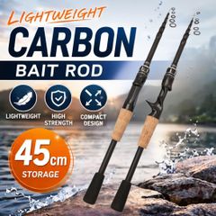 釣り竿 1.8m ベイトロッド カーボン製 振出ロッド 伸縮式 ルアーロッド