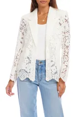 カレンケーン レディース アウター ジャケット・ブルゾン ブレザー レース Karen Kane Scallop Trim Lace Blazer Off White オフホワイト