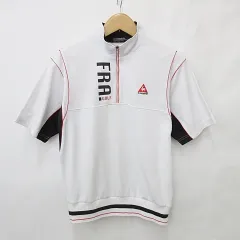 ルコックスポルティフ le coq sportif シャツ ジャケット ゴルフ スポーツウェア 半袖 ハーフジップ ジャージ ハイネック 白 黒 ホワイト ブラック M