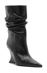 シュッツ レディース シューズ ブーツ・レインブーツ Schutz Siena Slouch Wedge Bootie Black ブラック
