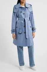 ロンドンフォグ レディース アウター ジャケット・ブルゾン コート London Fog Wateresistant Belted Trench Coat Washedenim デニムのサムネイル