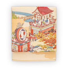建都一千二百年記念で作られた「京洛時代祭還幸絵巻」「時代行列絵巻」呼ばれる袋帯 建都一千二百年記念で作られた「京洛時代祭還幸絵巻」「時代行列絵巻