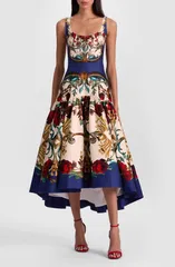 アリス アンド オリビア レディース トップス ワンピース プリント ミディ Alice Olivia Diana Print HighLow Midi Dress Gilded Rose
