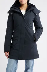 セイブ ザ ダック レディース アウター ジャケット・ブルゾン パーカー Save The Duck Samantah Faux Fur Lined Wateresistant Hooded Parka Black ブラック