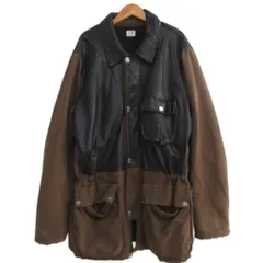 希少 シーピーカンパニー C.P.COMPANY 05AW Archive Mille Miglia 43184758674 レザー切替 コート ミリタリージャケット 襟レザー 裏地ウール 茶 ブラウン サイズ52