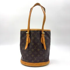 LOUIS VUITTON バケットPM モノグラム モノグラム レザー×PVC ブラウン ショルダーバッグ ゴールド M42238 