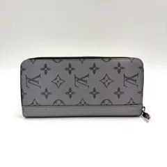 LOUIS VUITTON ジッピーウォレット ヴェルティカル モノグラム モノグラム タイガ レザー×PVC グレー ラウンドファスナー二つ折り財布 シルバー M30841