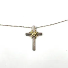 TIFFANY & Co. シグネチャークロス SV925×AU750 イエローゴールド×シルバー ネックレス