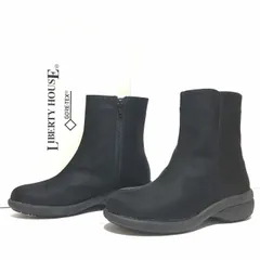 予備のインソール付き◎【LIBERTY HOUSE】リバティーハウス ショートブーツ レインブーツ GORE-TEX ゴアテックス　LH-338 4E 幅広 スノーブーツ 防水 防滑 箱付き ブラック レディース サイズ23cm/M43732fF